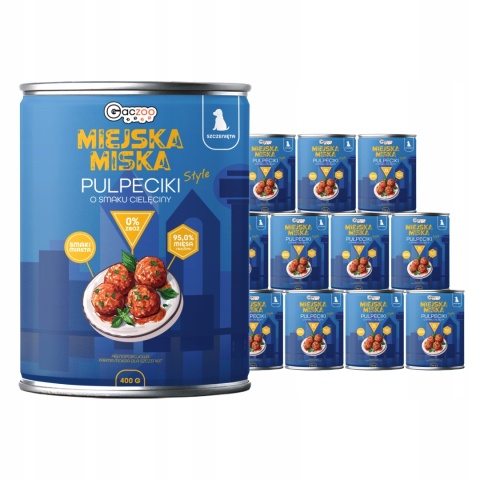 Karma mokra dla szczeniąt Miejska Miska Gaczoo Pulpeciki Cielęcina 12x 400g