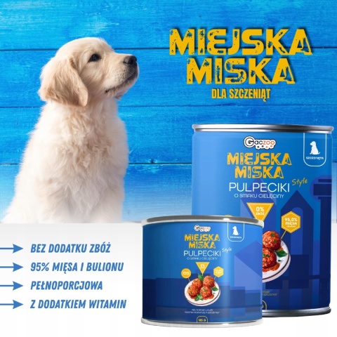 Karma mokra dla szczeniąt Miejska Miska Gaczoo Pulpeciki Cielęcina 24x 185g