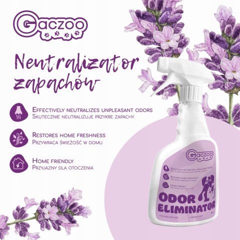 Neutralizator zapachu kota odświeżacz powietrza Lawenda Gaczoo 2 x 500ml