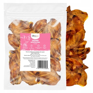 Przysmak dla psa Ucho Wieprzowe Duże 10 szt GACZOO 100% naturalny smakołyk