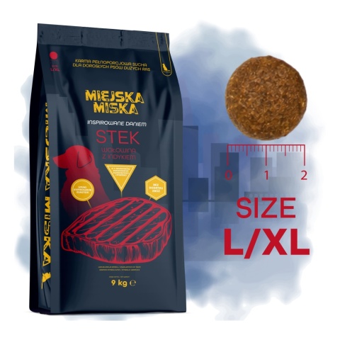 Karma sucha dla psa dużych ras Miejska Miska Gaczoo Stek Wołowina 9 kg L/XL