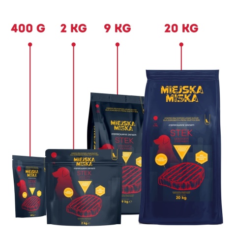 Karma sucha dla psa dużych ras Miejska Miska Gaczoo Stek Wołowina 9 kg L/XL