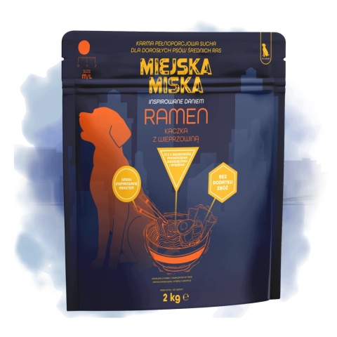 Karma sucha dla psa średnich ras Miejska Miska Gaczoo Ramen Kaczka 2 kg M/L
