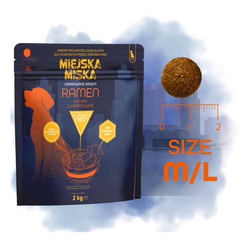 Karma sucha dla psa średnich ras Miejska Miska Gaczoo Ramen Kaczka 2 kg M/L