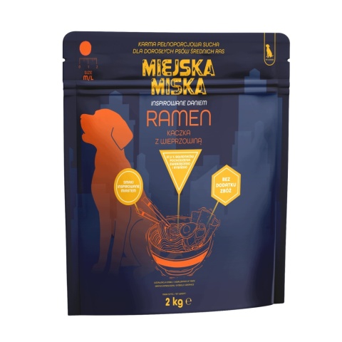 Karma sucha dla psa średnich ras Miejska Miska Gaczoo Ramen Kaczka 2 kg M/L