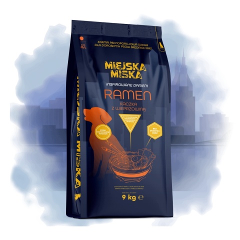 Karma sucha dla psa średnich ras Miejska Miska Gaczoo Ramen Kaczka 9 kg M/L
