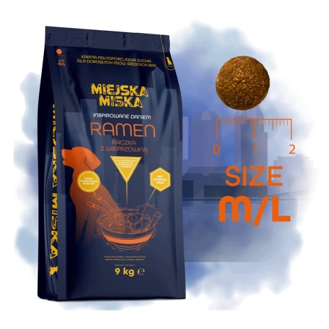 Karma sucha dla psa średnich ras Miejska Miska Gaczoo Ramen Kaczka 9 kg M/L