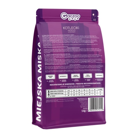Karma sucha dla kociąt Miejska Miska Gaczoo Kotleciki Jagnięcina 5 kg XS/S