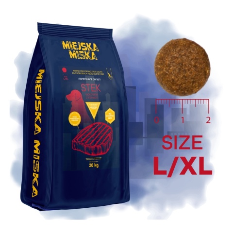 Karma sucha dla psa dużych ras Miejska Miska Gaczoo Stek Wołowina 20 kg L/XL