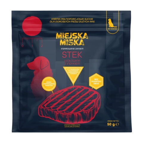 Sucha karma dla psa próbka Miejska Miska Wołowina Stek 50g Gaczoo