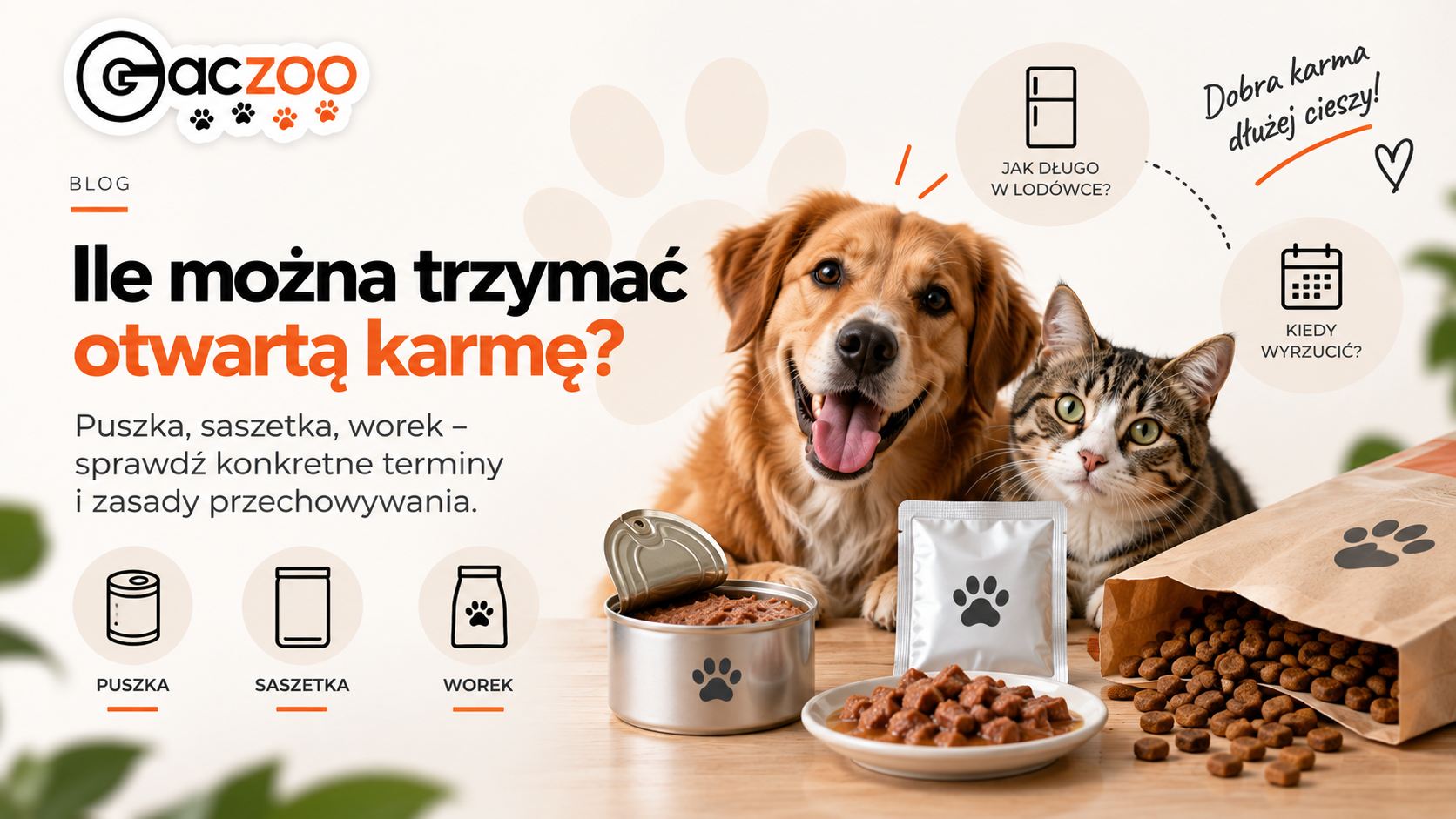 Jak długo można trzymać otwartą karmę dla psa i kota? Tabela
