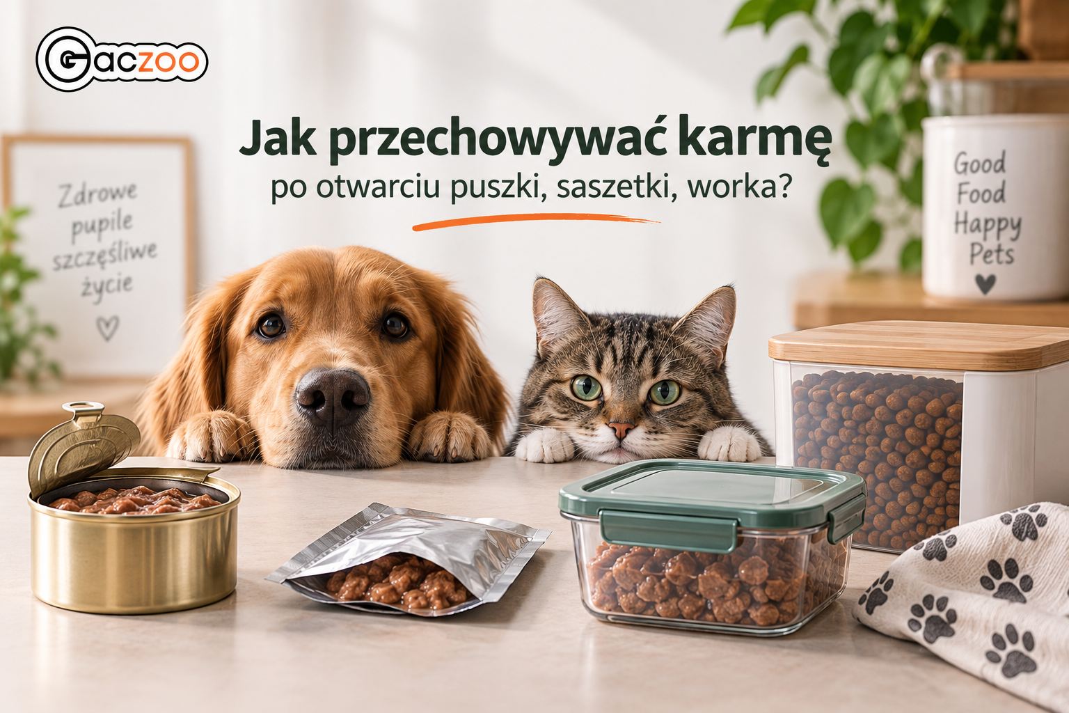 Jak przechowywać karmę psa, kota, po otwarciu puszki, saszetki, worka?